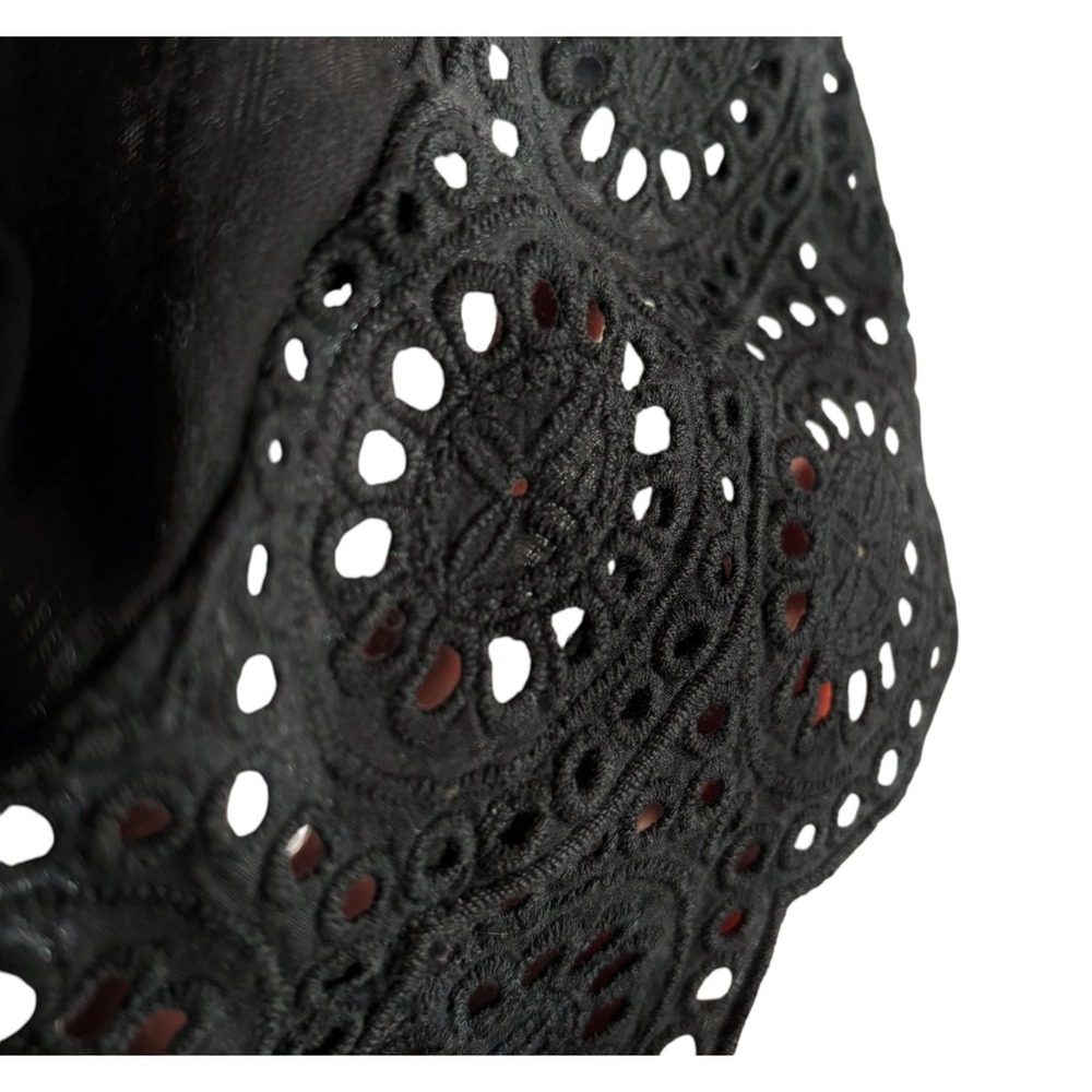 Cato Black Eyelet‎ Lace Top Womens M Cap Sleeve Boho Chic Cottagecore Whimsigoth - Picture 4 of 11